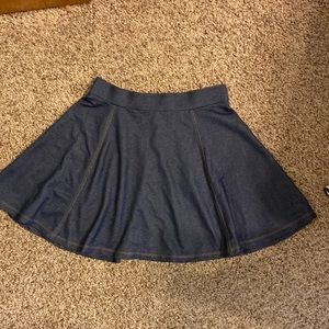 Soft denim style look and stitching mini skirt